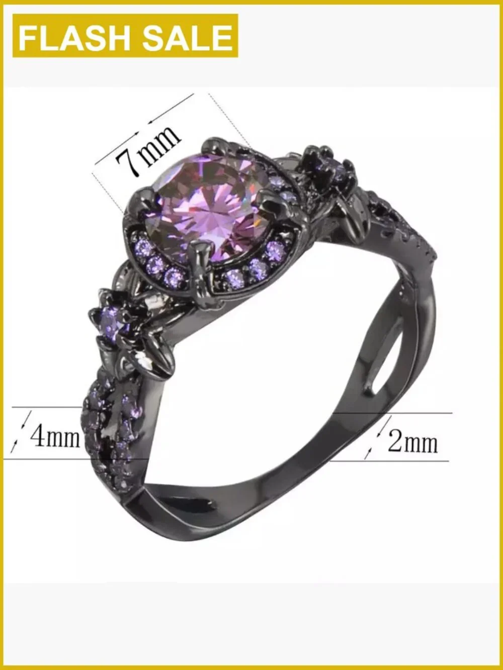 Vintage Crystal Statement Ring with Floral Accents, Copper Band